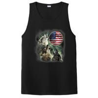 The Mountain Three Wolfs American Flag Moons PosiCharge Competitor Tank