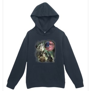 The Mountain Three Wolfs American Flag Moons Urban Pullover Hoodie