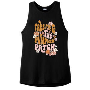 Take Me To The Pumpkin Patch Groovy Fall Retro Halloween Gift Ladies PosiCharge Tri-Blend Wicking Tank