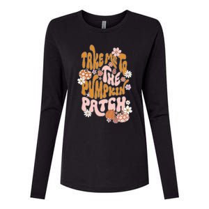 Take Me To The Pumpkin Patch Groovy Fall Retro Halloween Gift Womens Cotton Relaxed Long Sleeve T-Shirt