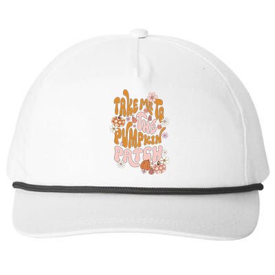 Take Me To The Pumpkin Patch Groovy Fall Retro Halloween Gift Snapback Five-Panel Rope Hat