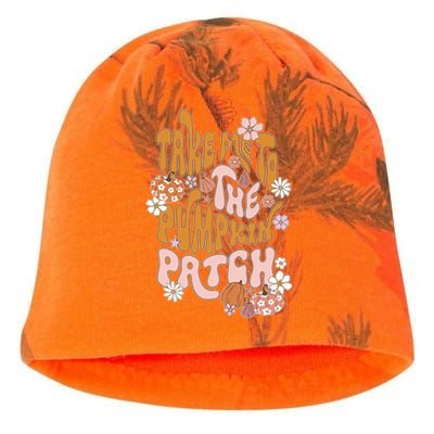 Take Me To The Pumpkin Patch Groovy Fall Retro Halloween Gift Kati - Camo Knit Beanie