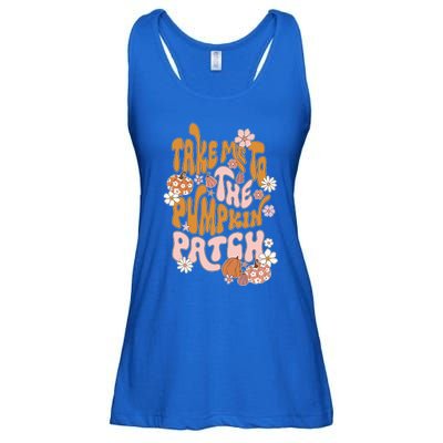 Take Me To The Pumpkin Patch Groovy Fall Retro Halloween Gift Ladies Essential Flowy Tank