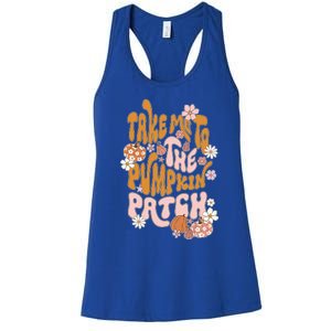 Take Me To The Pumpkin Patch Groovy Fall Retro Halloween Gift Women's Racerback Tank