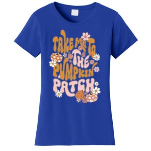 Take Me To The Pumpkin Patch Groovy Fall Retro Halloween Gift Women's T-Shirt