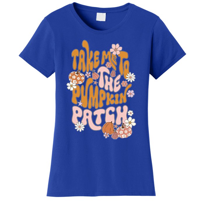 Take Me To The Pumpkin Patch Groovy Fall Retro Halloween Gift Women's T-Shirt