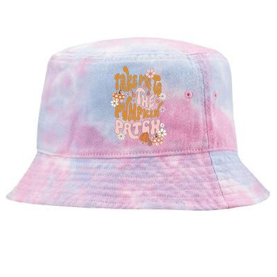 Take Me To The Pumpkin Patch Groovy Fall Retro Halloween Gift Tie-Dyed Bucket Hat