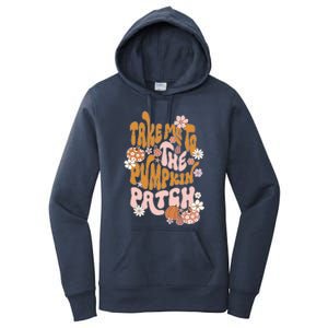 Take Me To The Pumpkin Patch Groovy Fall Retro Halloween Gift Women's Pullover Hoodie