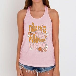 Take Me To The Pumpkin Patch Groovy Fall Retro Halloween Gift Women's Knotted Racerback Tank