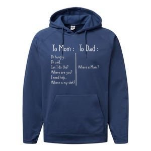 To Mom To Dad To Mom For Mother's Day Strong Mom Funny Performance Fleece Hoodie