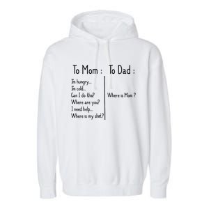 To Mom To Dad To Mom For Mother's Day Strong Mom Funny Garment-Dyed Fleece Hoodie