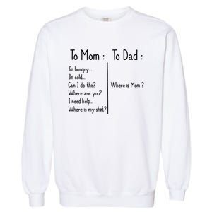 To Mom To Dad To Mom For Mother's Day Strong Mom Funny Garment-Dyed Sweatshirt