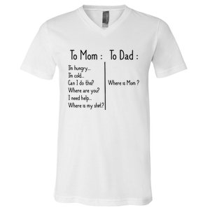 To Mom To Dad To Mom For Mother's Day Strong Mom Funny V-Neck T-Shirt