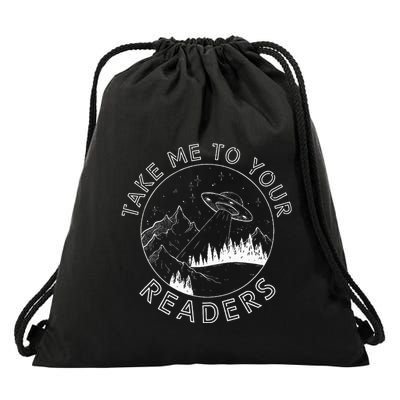 Take Me To Your Readers Alien Funny Reading Librarian Drawstring Bag