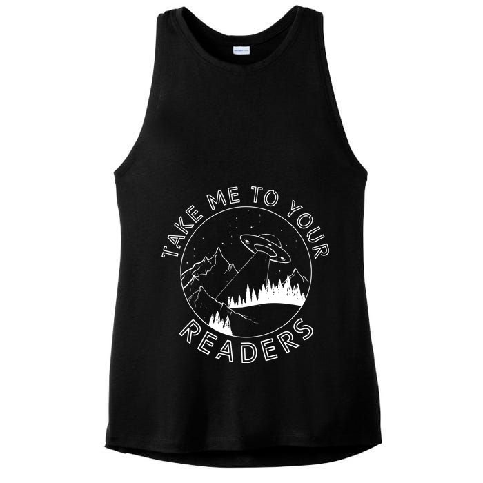 Take Me To Your Readers Alien Funny Reading Librarian Ladies PosiCharge Tri-Blend Wicking Tank