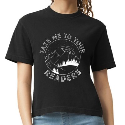 Take Me To Your Readers Alien Funny Reading Librarian Comfort Colors Boxy T-Shirt