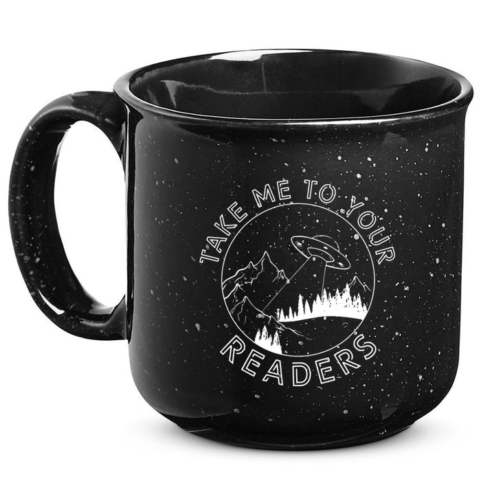 Take Me To Your Readers Alien Funny Reading Librarian 15oz Campfire Ceramic Mug