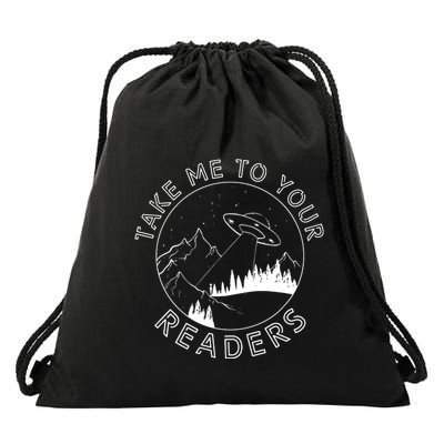 Take Me To Your Readers Alien Funny Reading Librarian Drawstring Bag