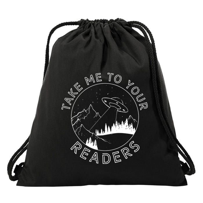 Take Me To Your Readers Alien Funny Reading Librarian Drawstring Bag