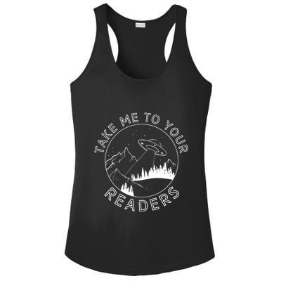 Take Me To Your Readers Alien Funny Reading Librarian Ladies PosiCharge Competitor Racerback Tank