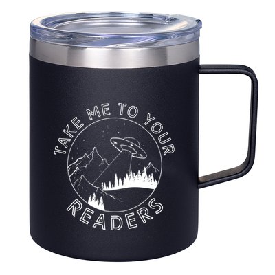 Take Me To Your Readers Alien Funny Reading Librarian 12oz Stainless Steel Coffee Mug