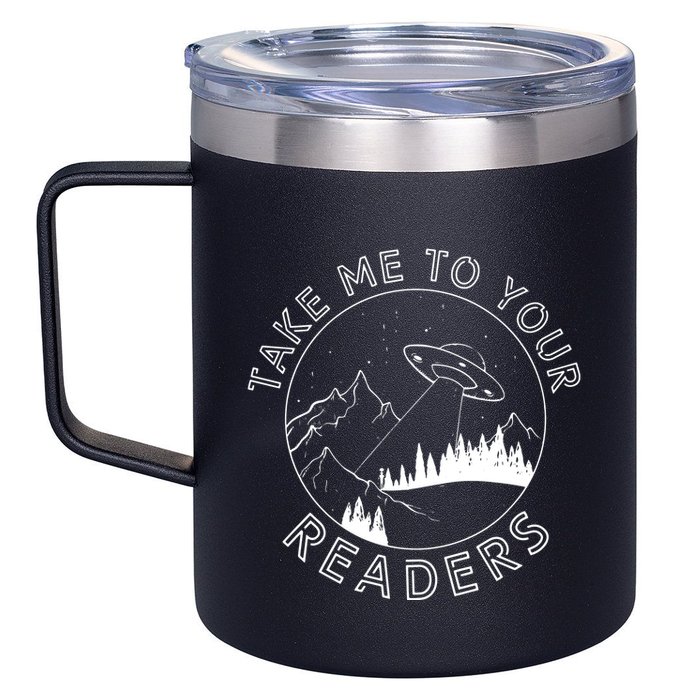Take Me To Your Readers Alien Funny Reading Librarian 12oz Stainless Steel Coffee Mug