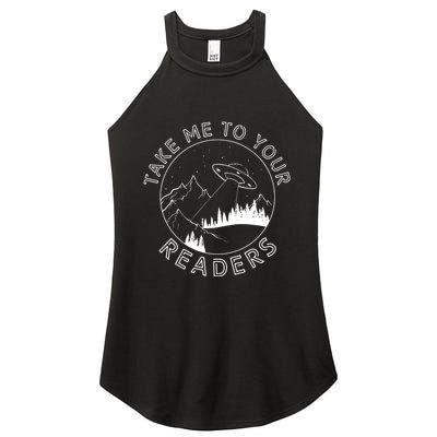Take Me To Your Readers Alien Funny Reading Librarian Women's Perfect Tri Rocker Tank