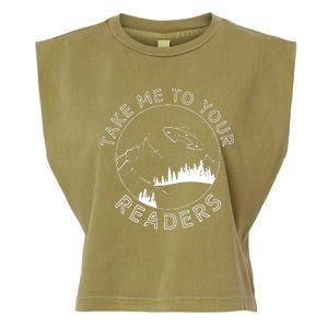 Take Me To Your Readers Alien Funny Reading Librarian Garment-Dyed Women's Muscle Tee