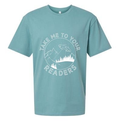 Take Me To Your Readers Alien Funny Reading Librarian Sueded Cloud Jersey T-Shirt
