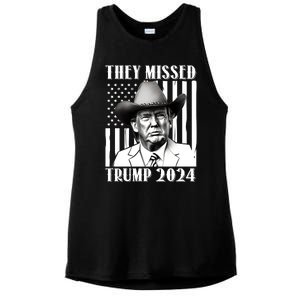 They Missed Trump 2024 Ladies PosiCharge Tri-Blend Wicking Tank