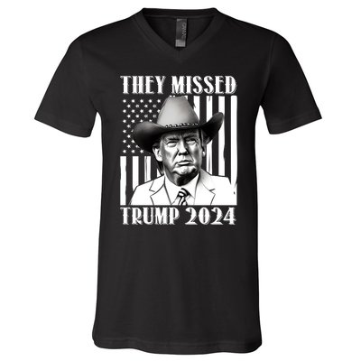 They Missed Trump 2024 V-Neck T-Shirt