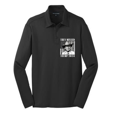 They Missed Trump 2024 Silk Touch Performance Long Sleeve Polo