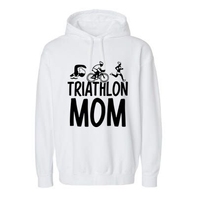 Triathlon Mom Triathlons Triathlete Sports Mother Mommy Mama Meaningful Gift Garment-Dyed Fleece Hoodie