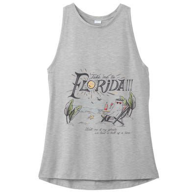 Take Me To The Florida Funny Ghost On The Beach Ladies PosiCharge Tri-Blend Wicking Tank
