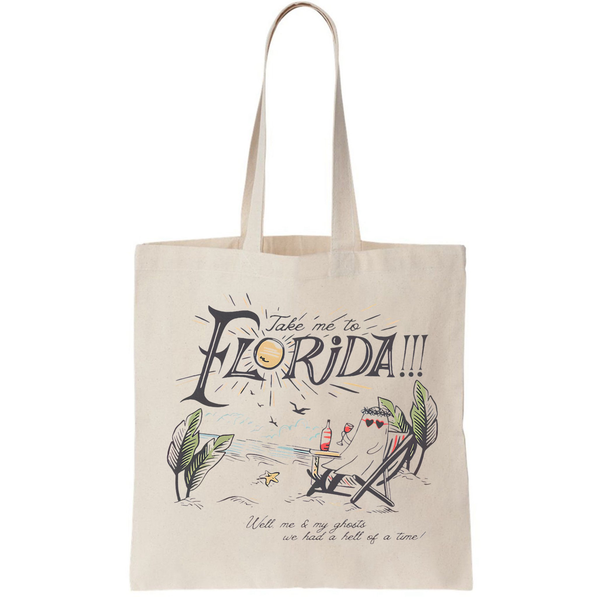 Take Me To The Florida Funny Ghost On The Beach Bag