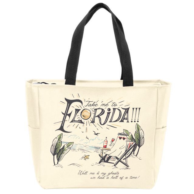 Take Me To The Florida Funny Ghost On The Beach Zip Tote Bag