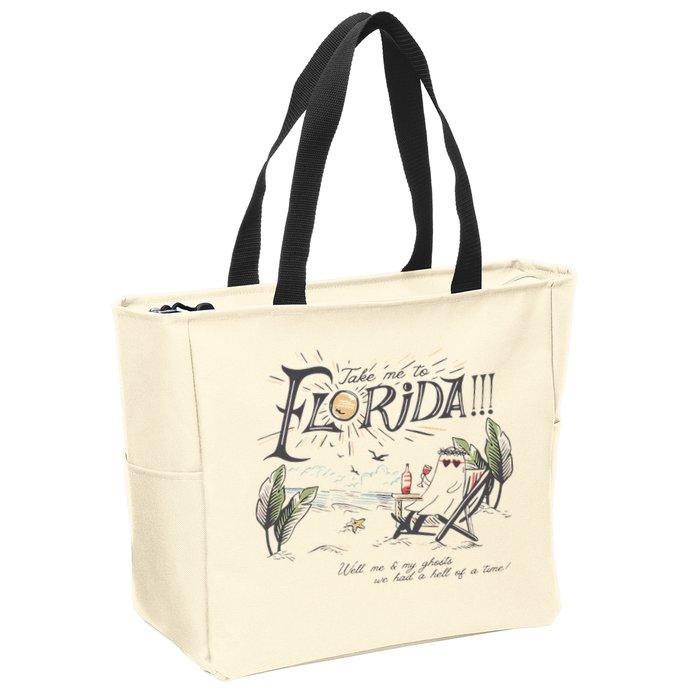 Take Me To The Florida Funny Ghost On The Beach Zip Tote Bag