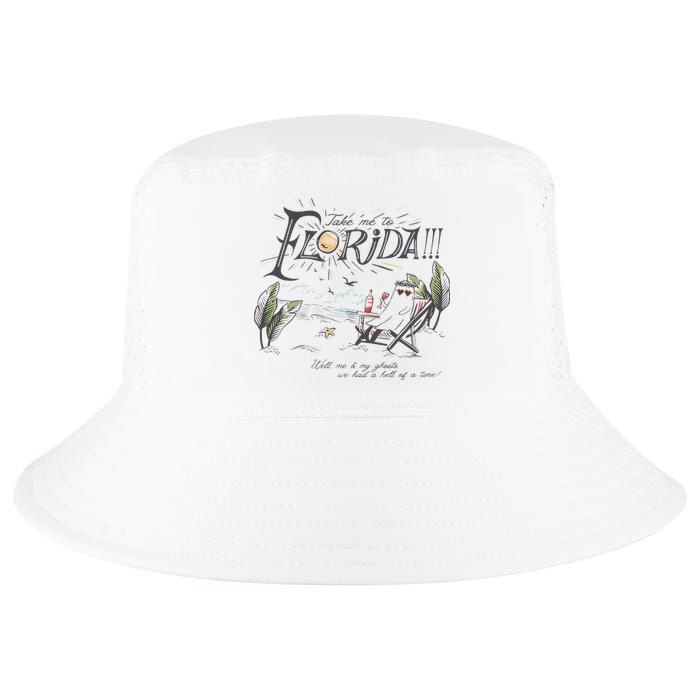 Take Me To The Florida Funny Ghost On The Beach Cool Comfort Performance Bucket Hat