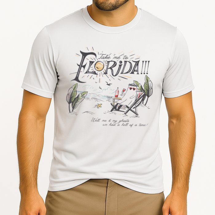 Take Me To The Florida Funny Ghost On The Beach Cooling Performance Crew T-Shirt