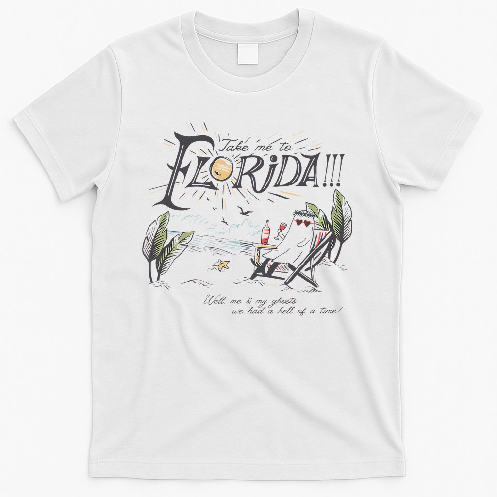 Take Me To The Florida Funny Ghost On The Beach T-Shirt