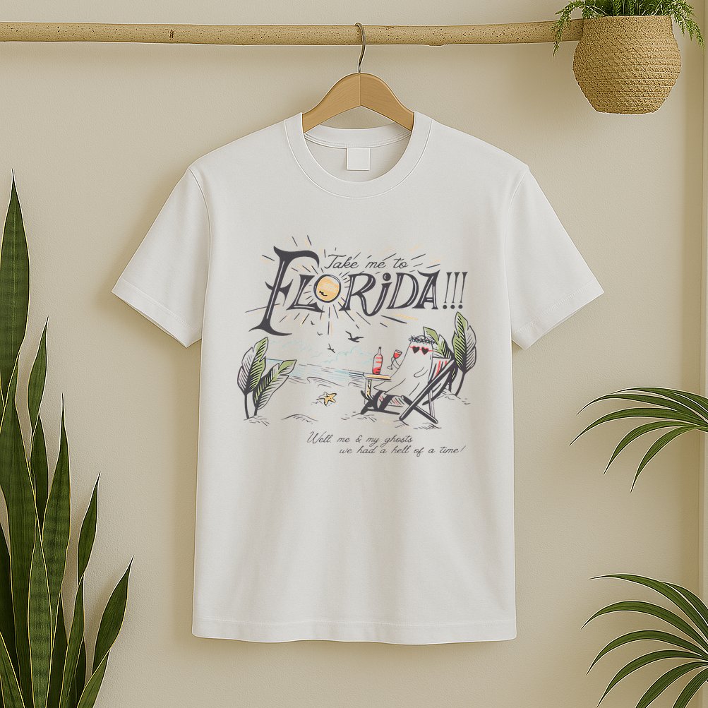 Take Me To The Florida Funny Ghost On The Beach T-Shirt