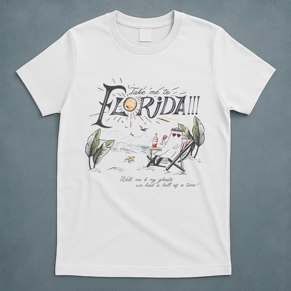 Take Me To The Florida Funny Ghost On The Beach T-Shirt