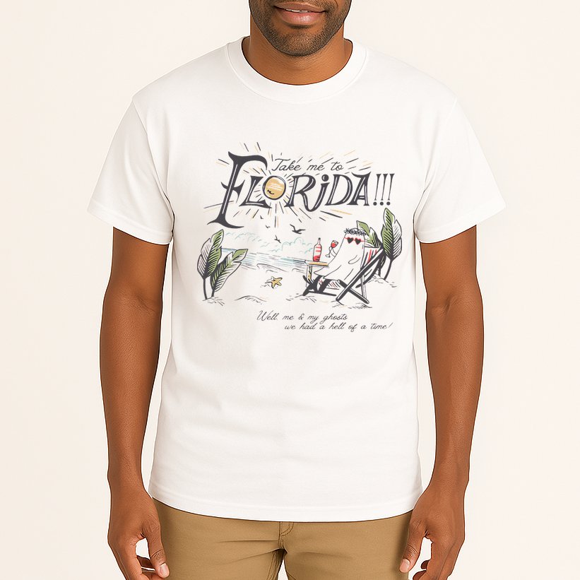 Take Me To The Florida Funny Ghost On The Beach Tall T-Shirt