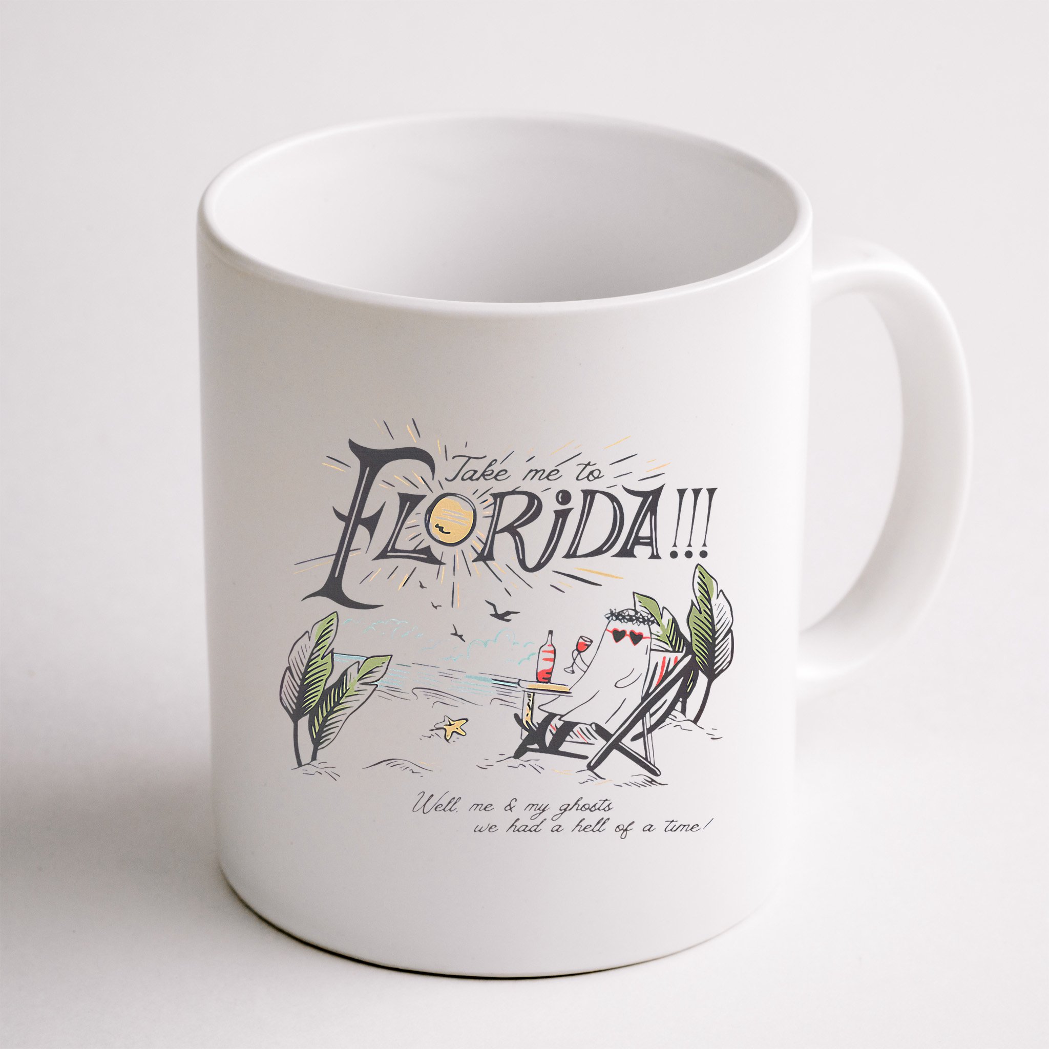 Take Me To The Florida Funny Ghost On The Beach Mug