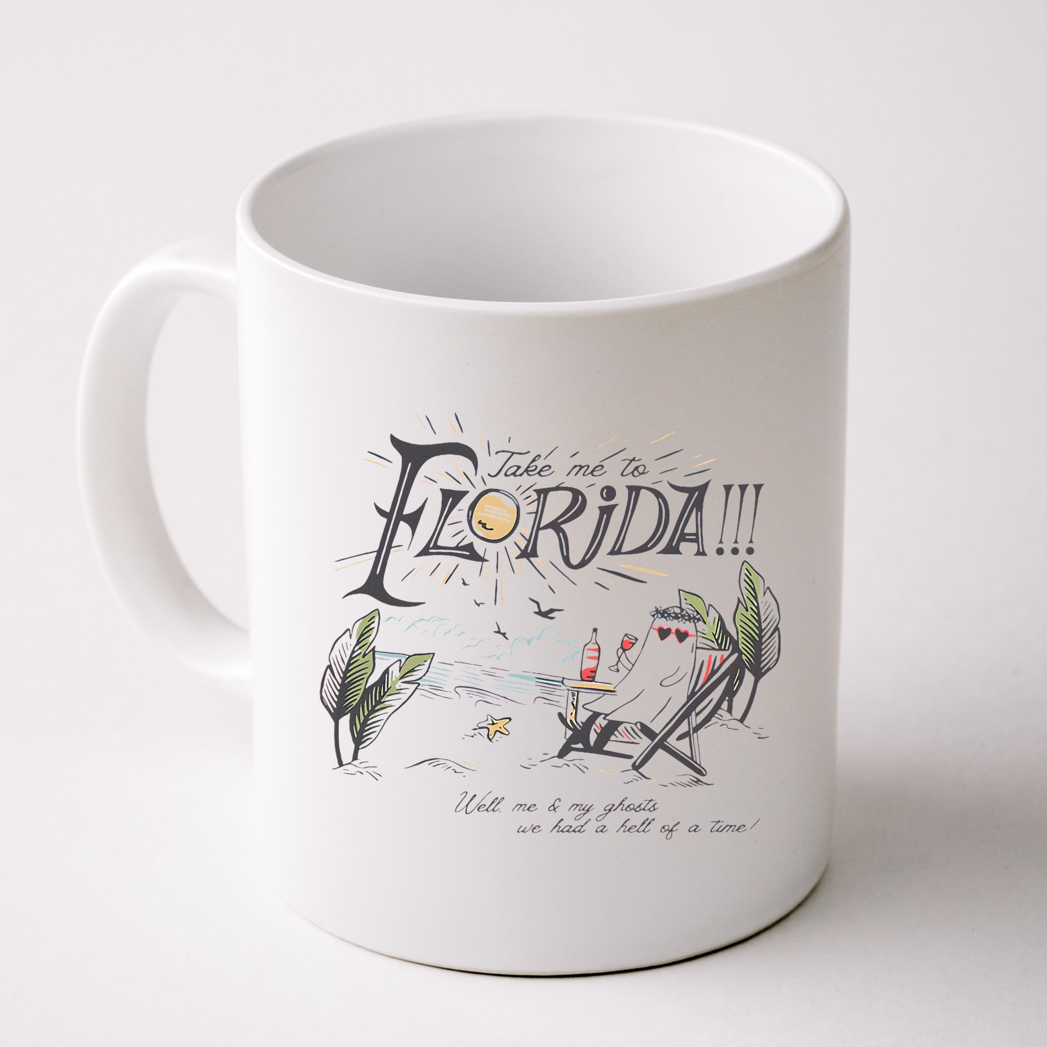 Take Me To The Florida Funny Ghost On The Beach Mug