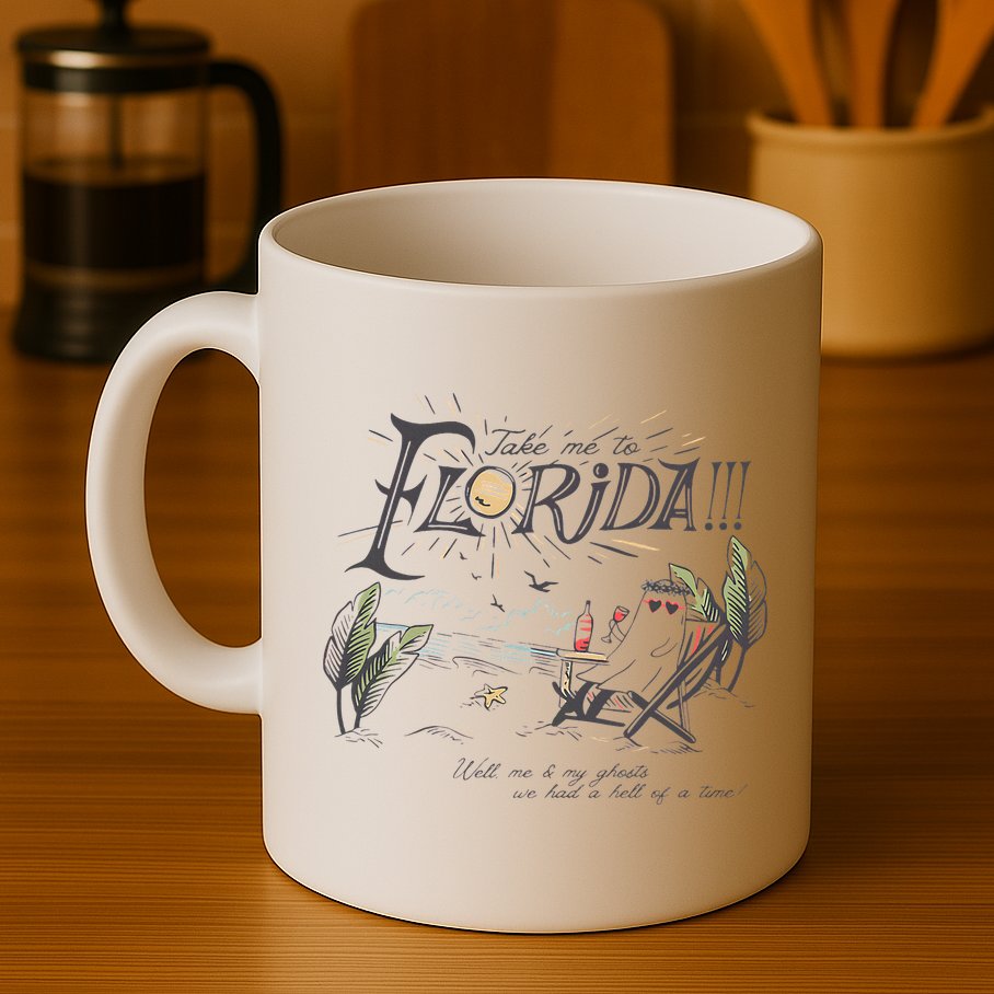 Take Me To The Florida Funny Ghost On The Beach Mug