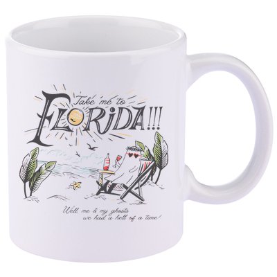Take Me To The Florida Funny Ghost On The Beach 11oz C Handle Ceramic Mug
