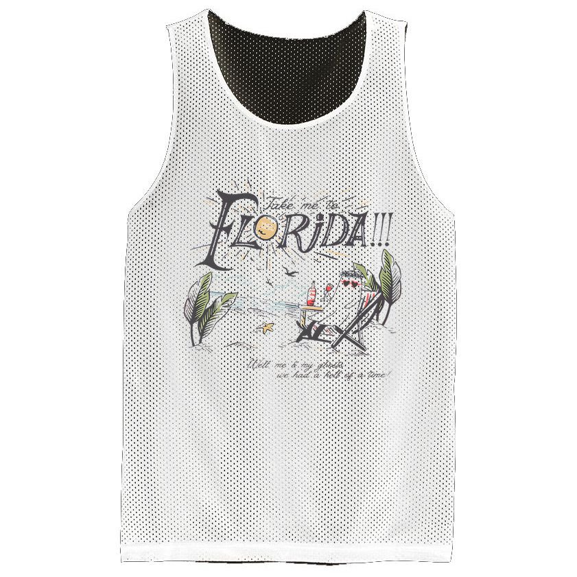 Take Me To The Florida Funny Ghost On The Beach Mesh Reversible Basketball Jersey Tank