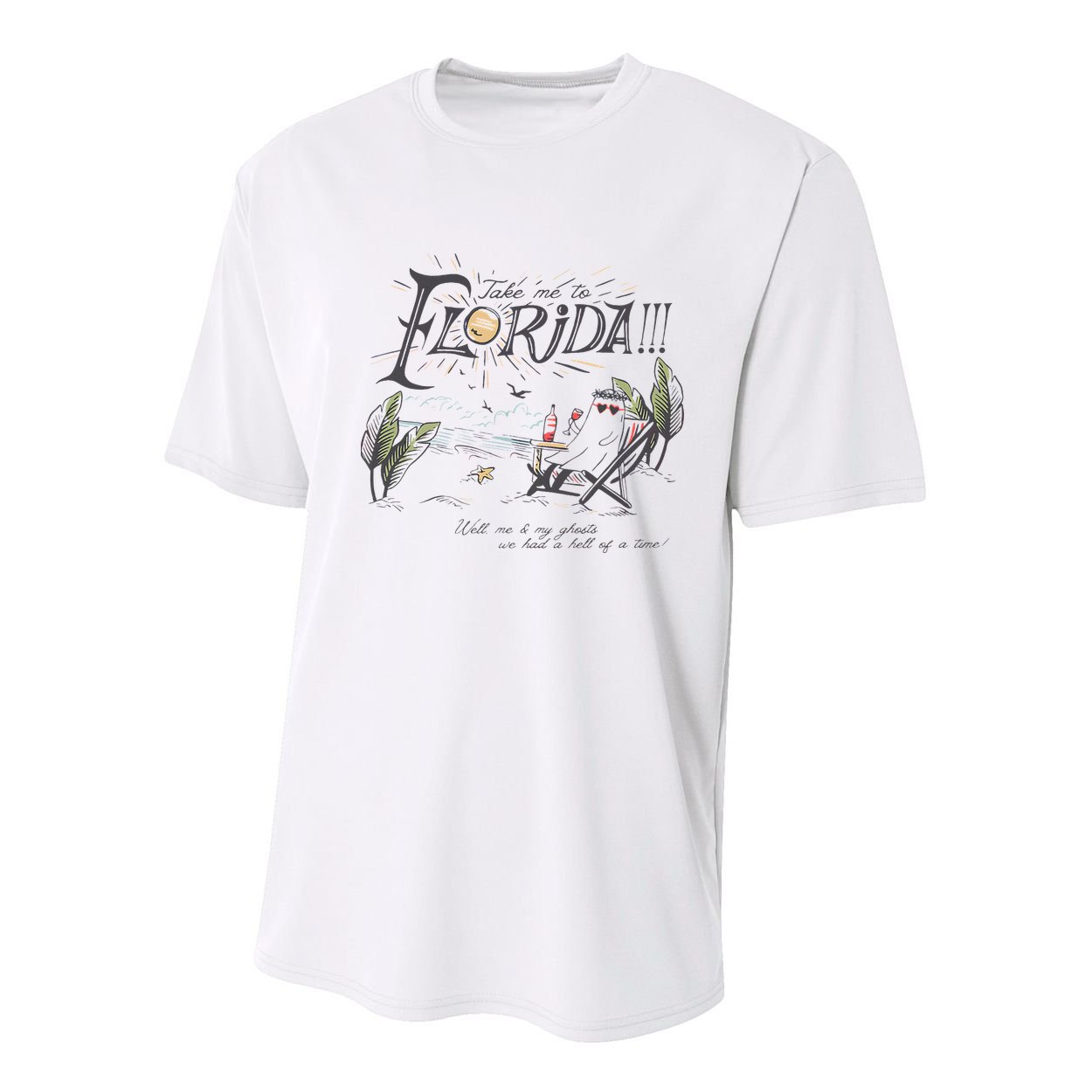 Take Me To The Florida Funny Ghost On The Beach Youth Performance Sprint T-Shirt