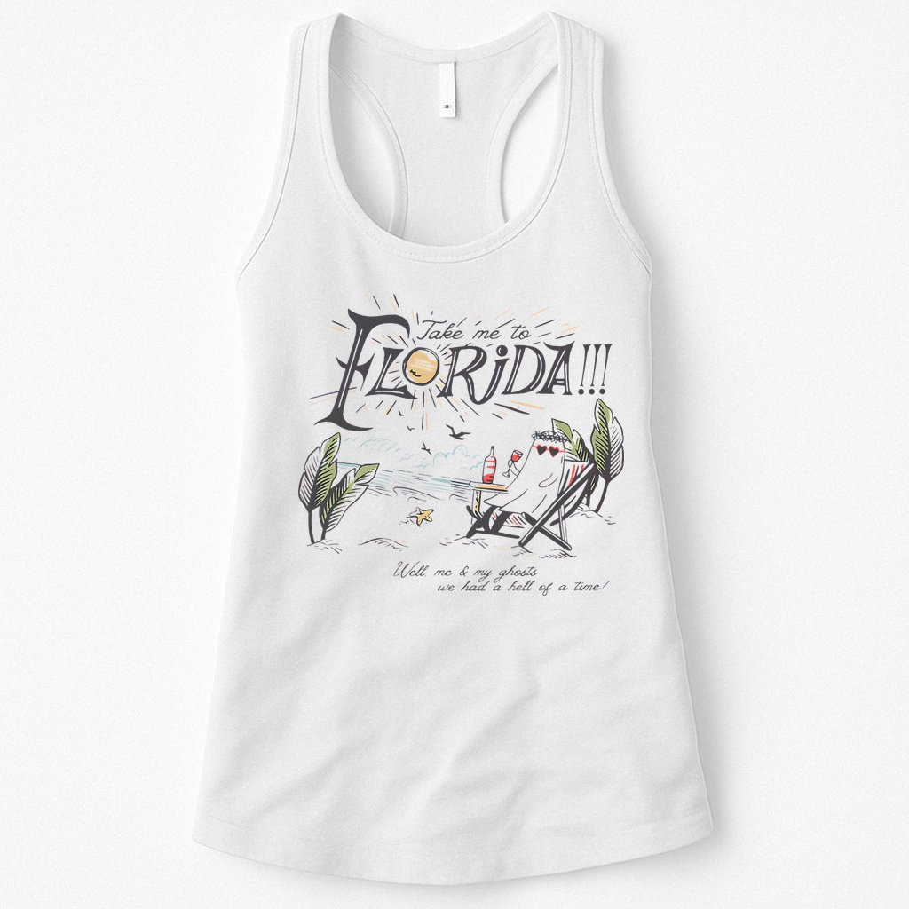 Take Me To The Florida Funny Ghost On The Beach Womens Tank Top